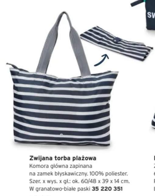 Zwijana torba plażowa w granatowo-białe paski