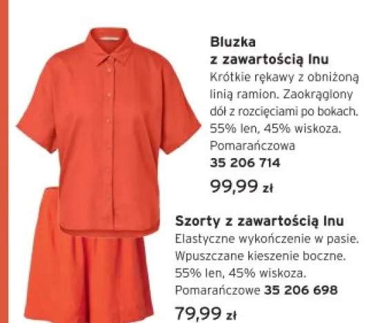 Szorty damskie z zawartością lnu pomarańczowe