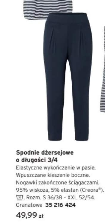 Spodnie dżersejowe damskie o długości 3/4 granatowe