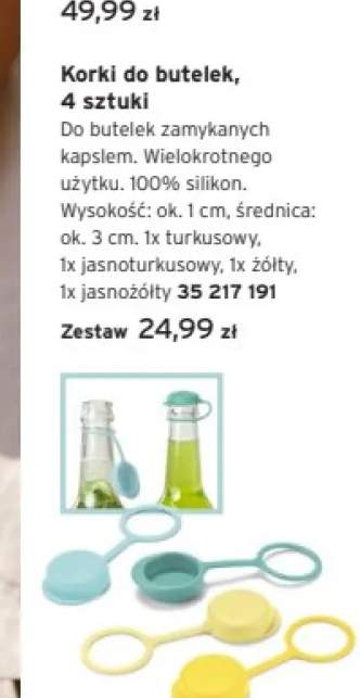 Korki do butelek wielokrotnego użytku 100% silikon wysokość ok. 1cm średnica ok. 3cm 4-pak