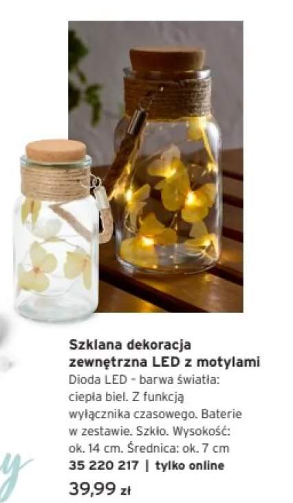 Szklana dekoracja zewnętrzna LED z motylami