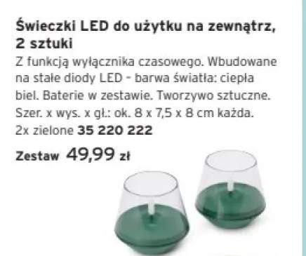 Świeczki LED do użytku na zewnątrz zielone 8x7,5x8cm 2-pak
