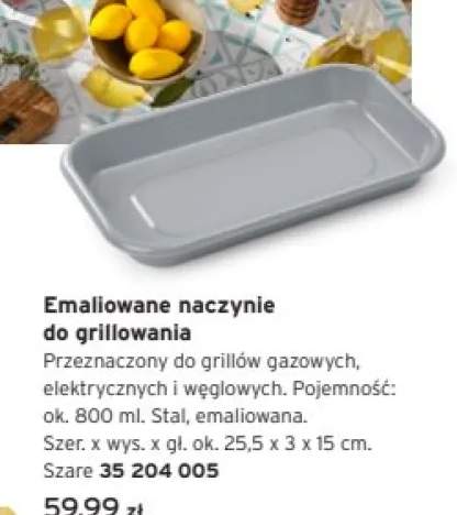 Emaliowane naczynie do grillowania stalowe szare 800ml 25,5x3x15cm