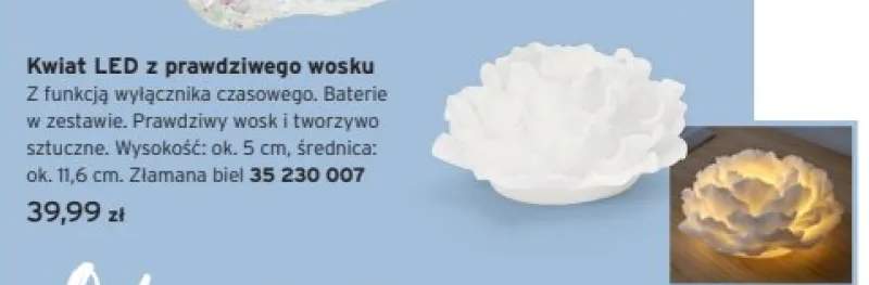 Kwiat LED z prawdziwego wosku