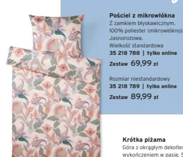Pościel z mikrowłókna jasnoróżowa wielkość standardowa +1 wariant