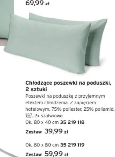 Chłodzące poszewki na poduszki 2 sztuki 80x40 cm +1 wariant