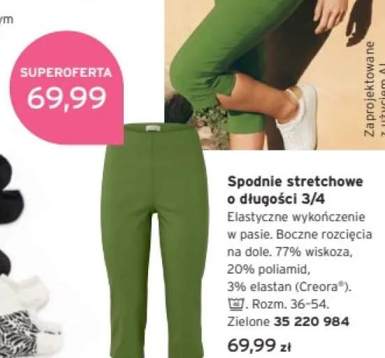 Spodnie stretchowe o długości 3/4