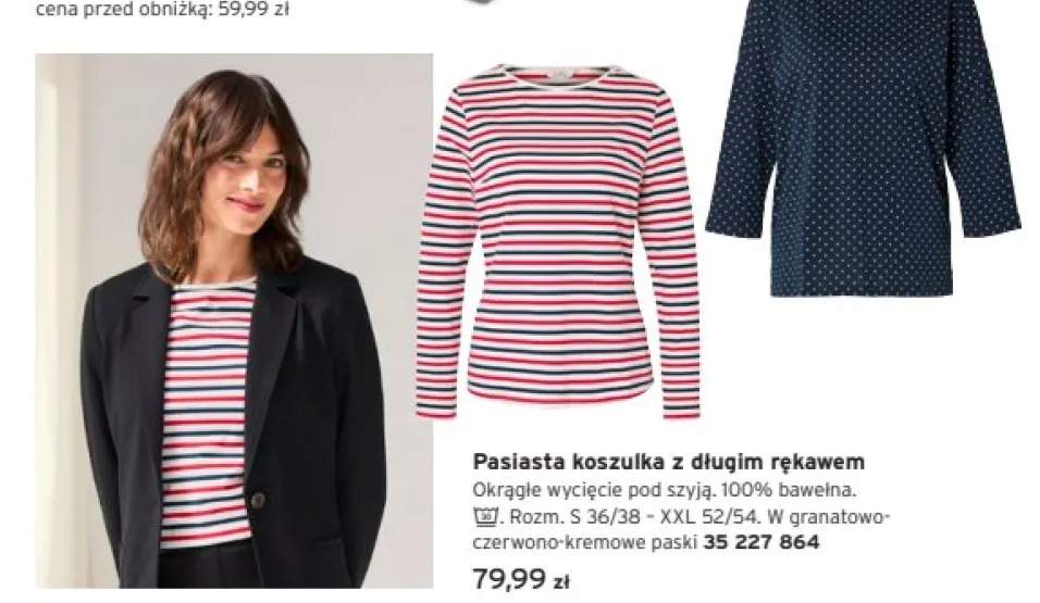 Pasiasta koszulka z długim rękawem Tchibo