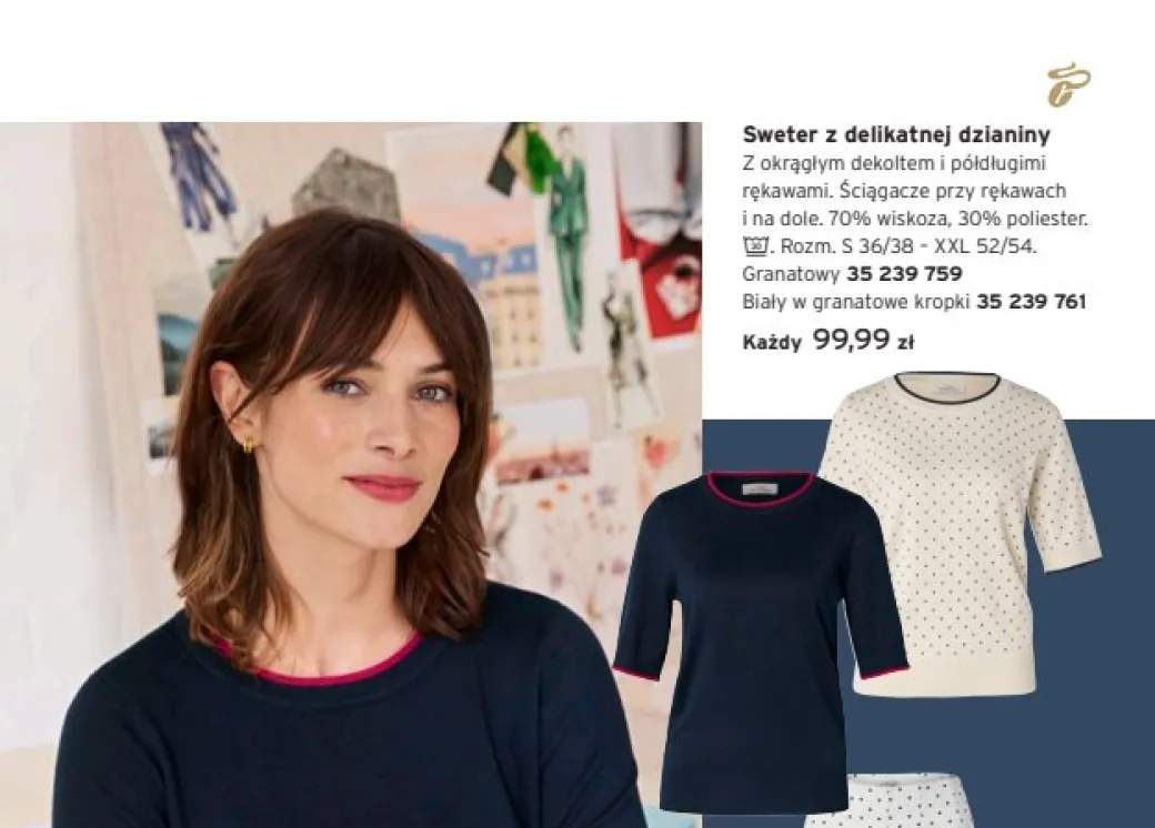 Sweter z delikatnej dzianiny granatowy +1 wariant