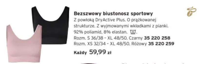Bezszwowy biustonosz sportowy czarny Tchibo +1 wariant