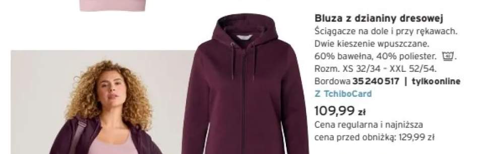 Bluza z dzianiny dresowej bordowa Tchibo