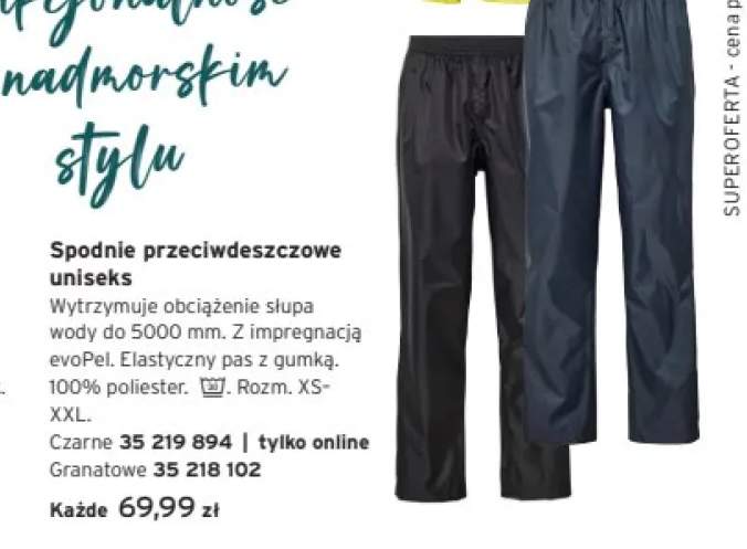 Spodnie przeciwdeszczowe uniseks