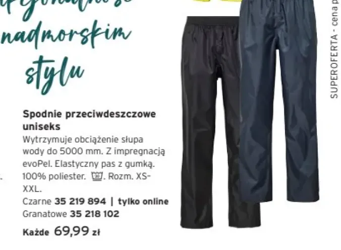 Spodnie przeciwdeszczowe uniseks