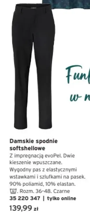 Damskie spodnie softshellowe