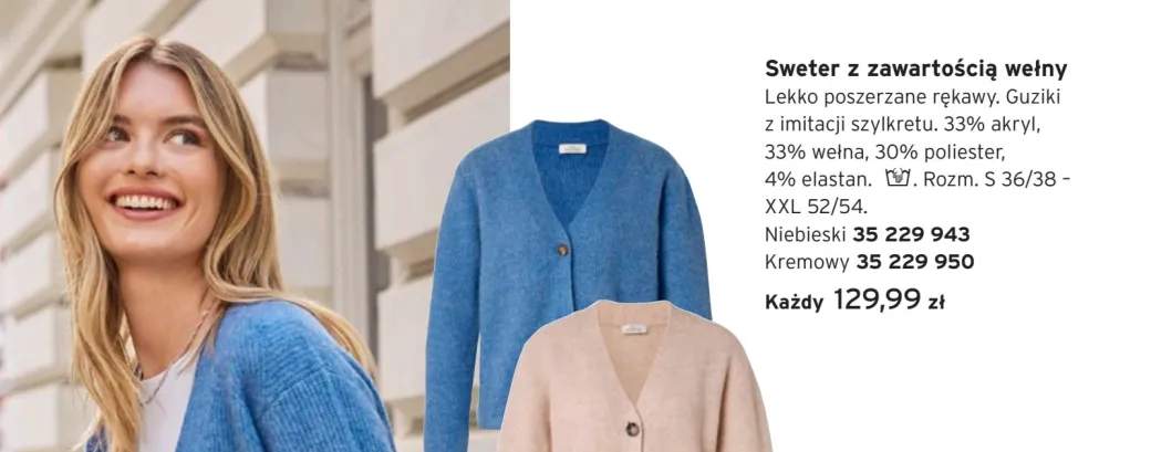 Sweter z zawartością wełny