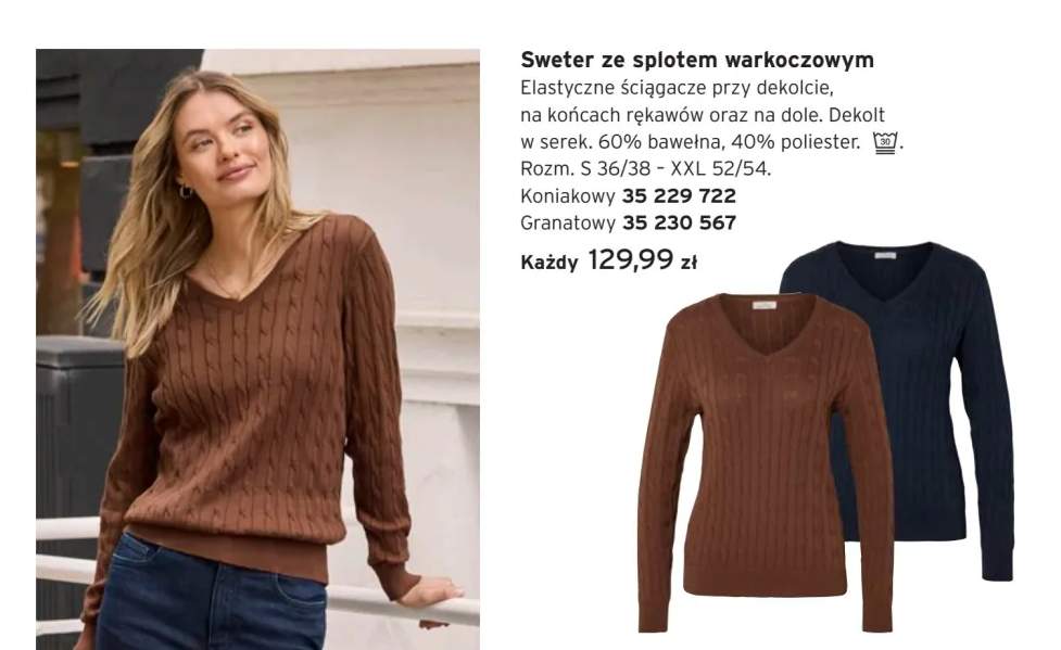 Sweter ze splotem warkoczowym