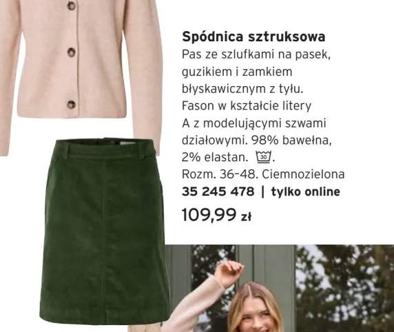 Spódnica sztruksowa