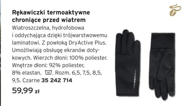 Rękawiczki termoaktywne chroniące przed wiatrem